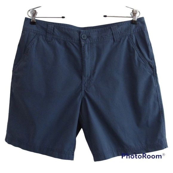 Columbia Other - Men's Columbia Sportswear Blue Cotton Chino Flat Front Lightweight Shorts 8" 34